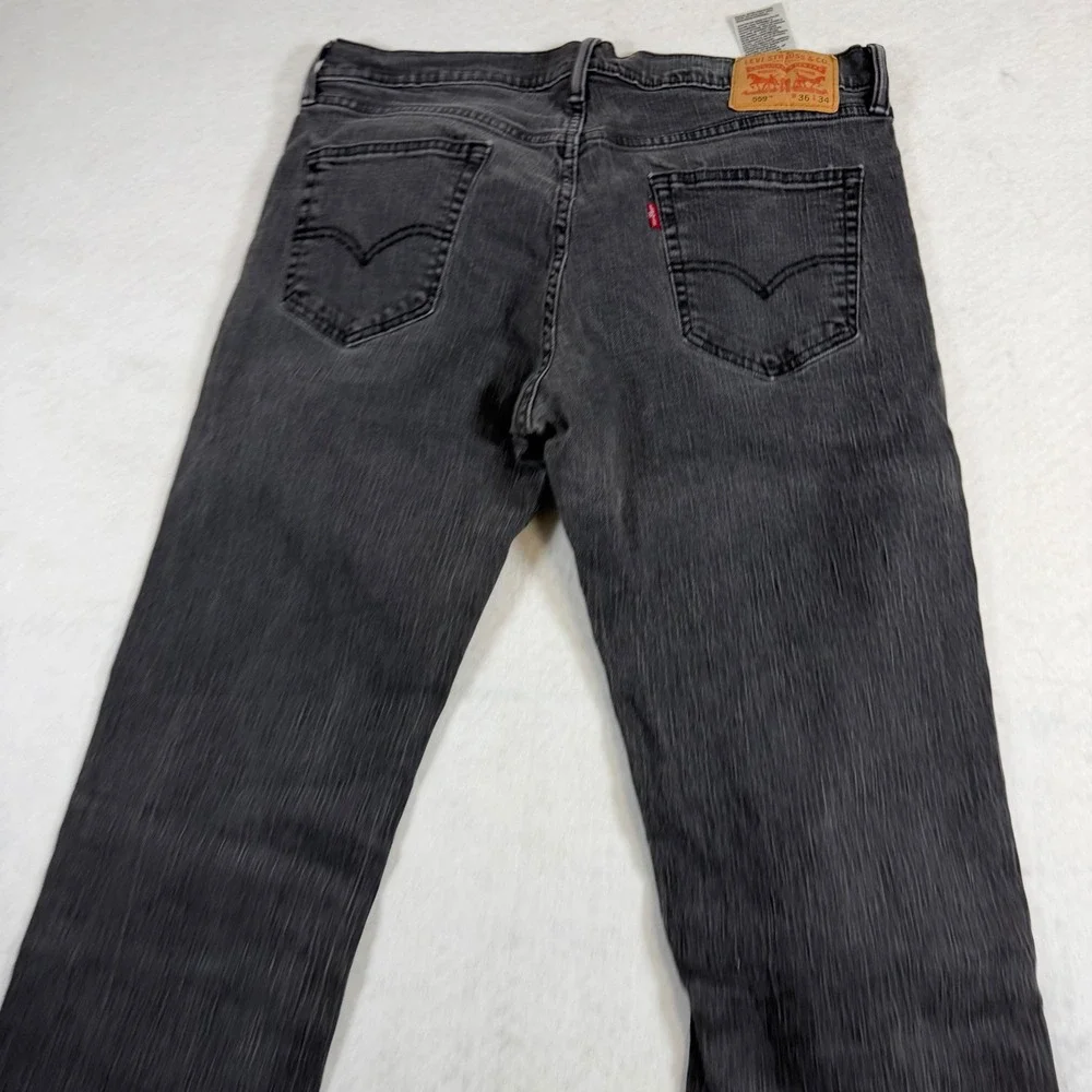 Levis 559 Relaxed Straight Jeans Mens 36x34 Faded Black Charcoal Denim Pants
